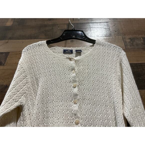 Michael Kors White Button-Up Sweater – 45% Cotton – Size Medium – Used - Picture 4 of 8